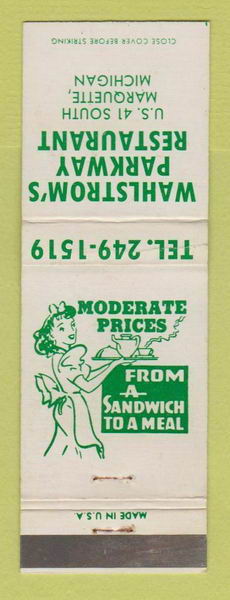 Wahlstroms Parkway Restaurant - Old Matchbook (newer photo)